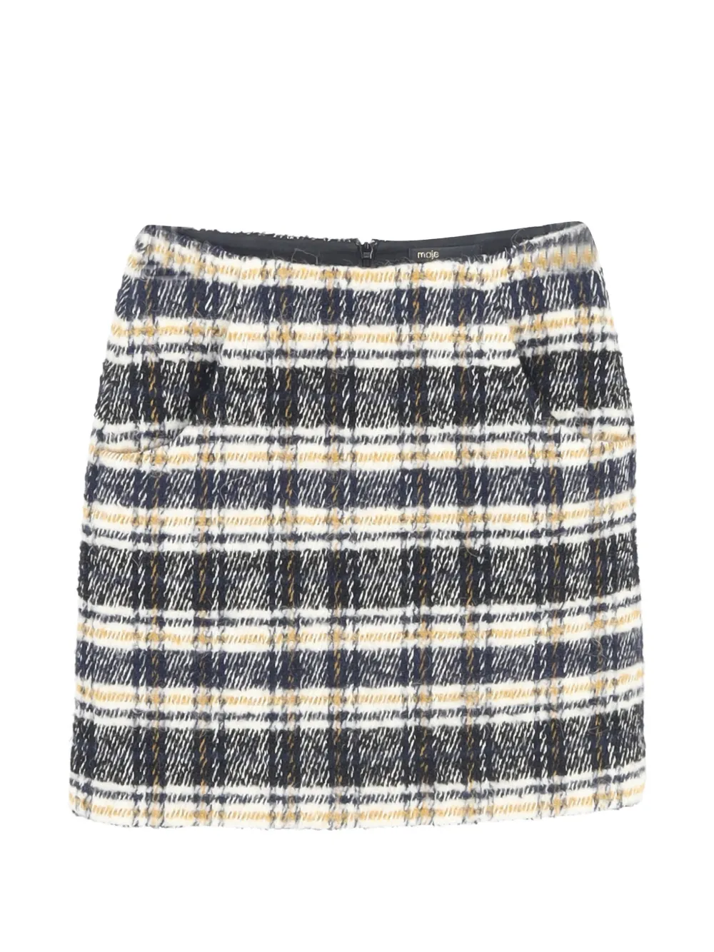 Maje Jolica plaid-pattern A-line skirt - Bianco