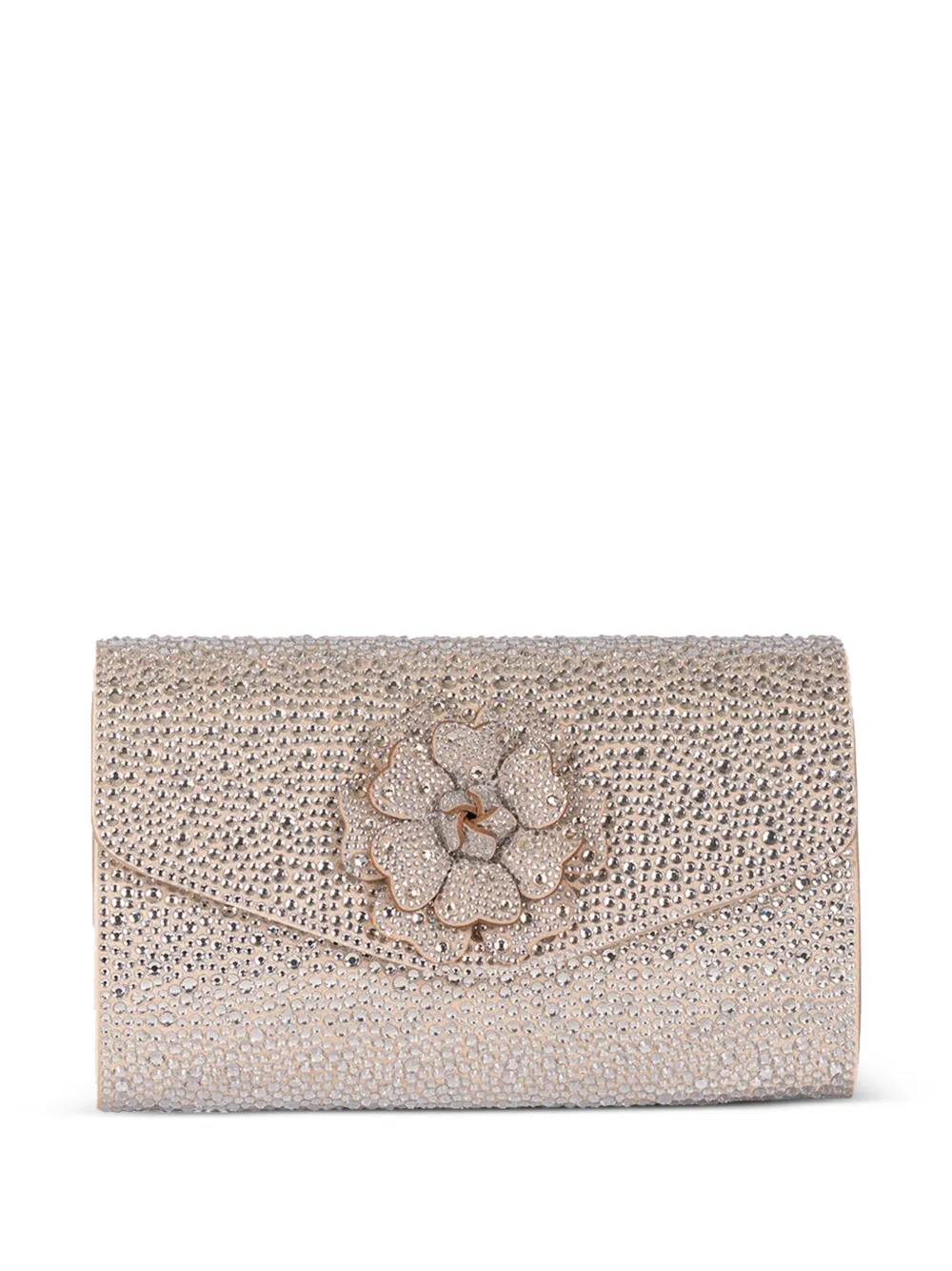 TWENTY FOURHAITCH floral-appliqué clutch bag - Toni neutri