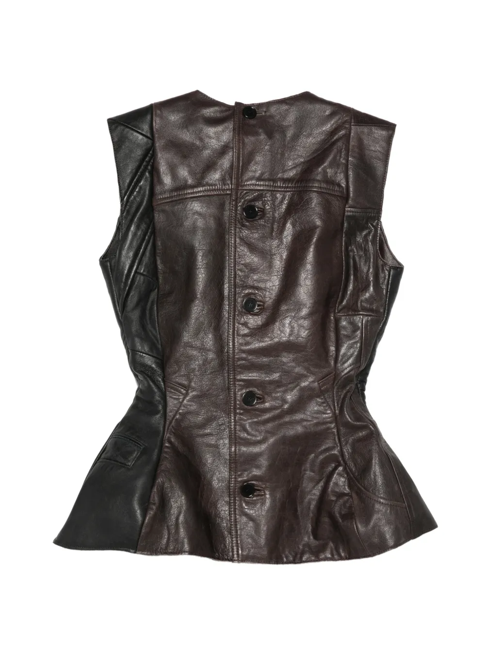  Alainpaul Peplum Leather Top - Brown 