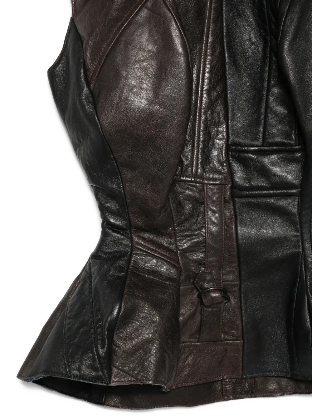  Alainpaul Peplum Leather Top - Brown 