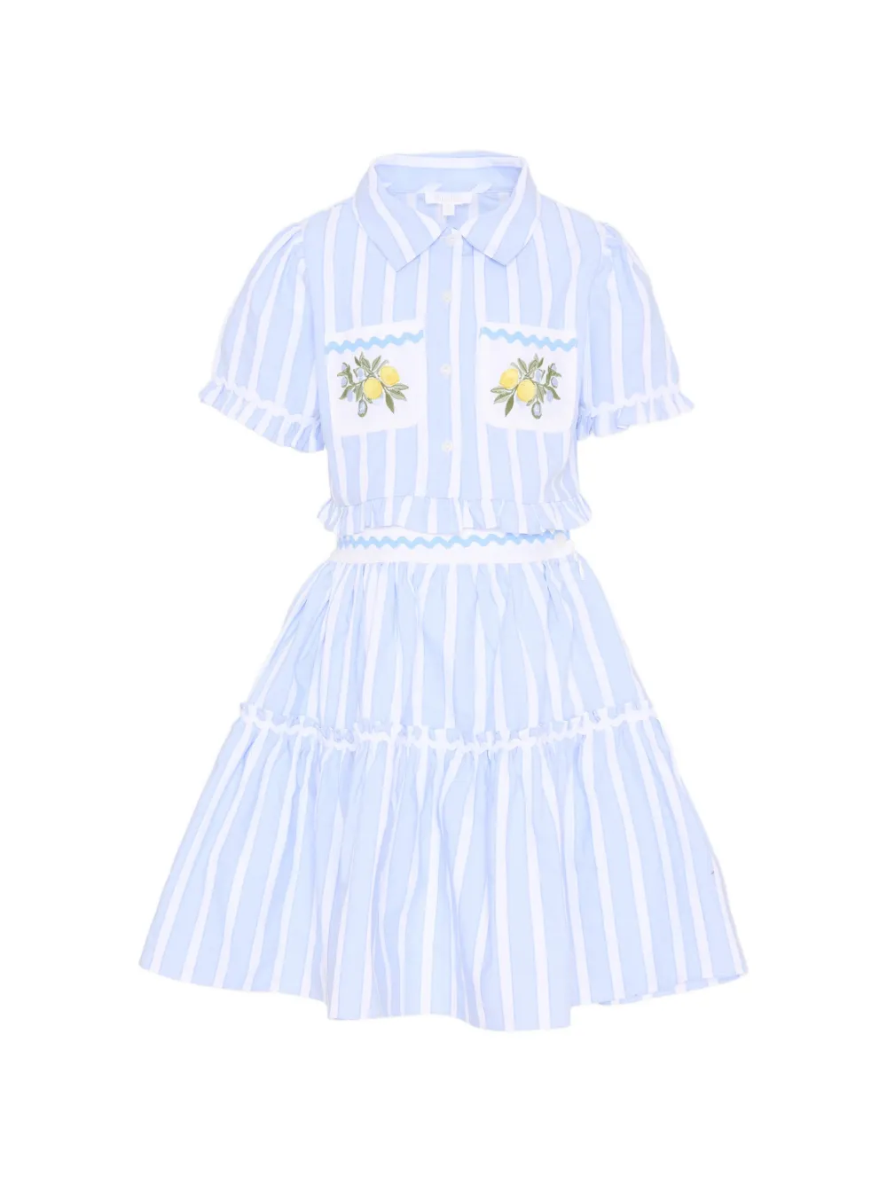 Patachou embroidered striped skirt set - Blu