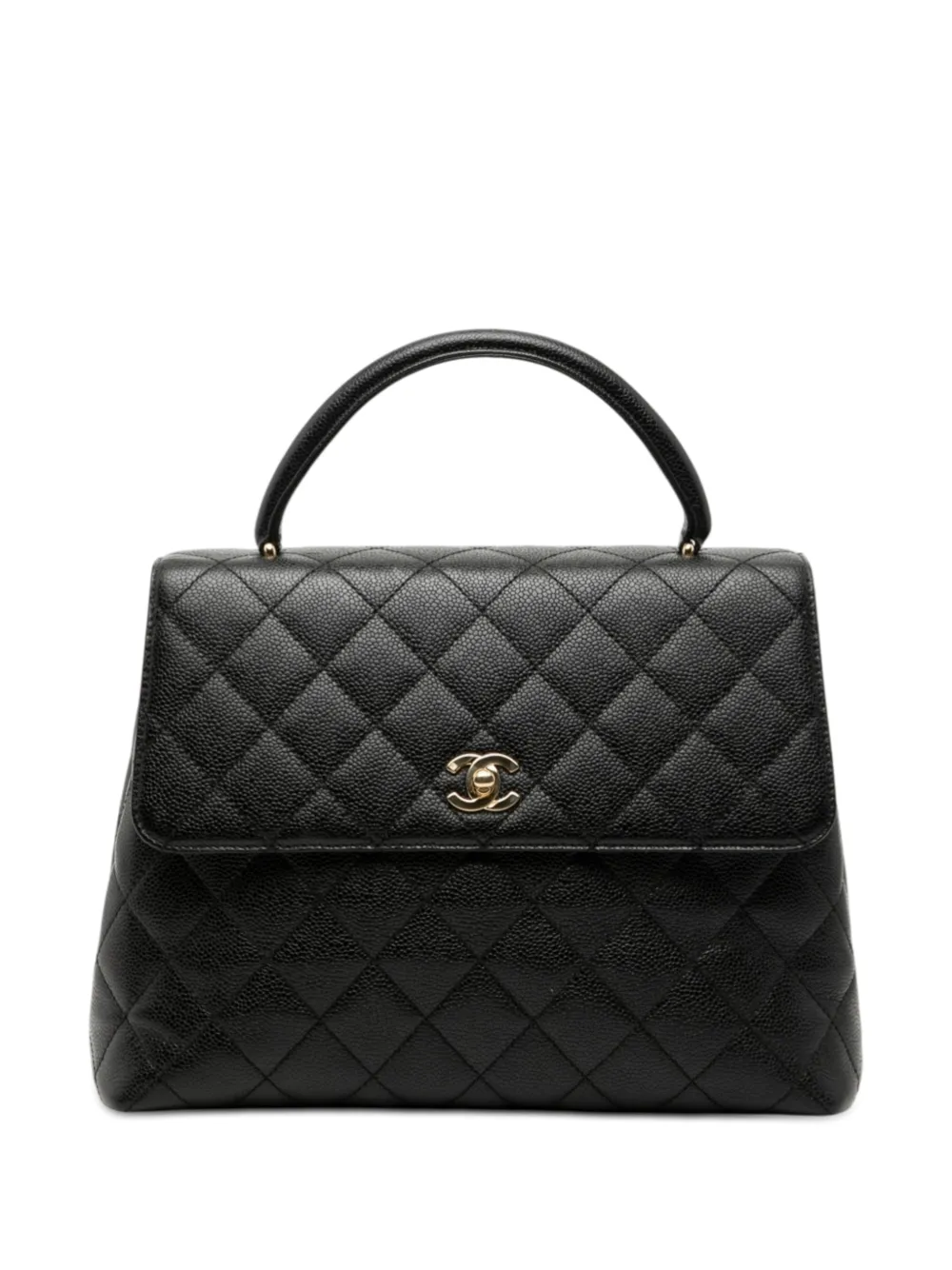 CHANEL Pre-Owned 2000-2002 CC Quilted Caviar Kelly Top Handle Bag handbag - Nero