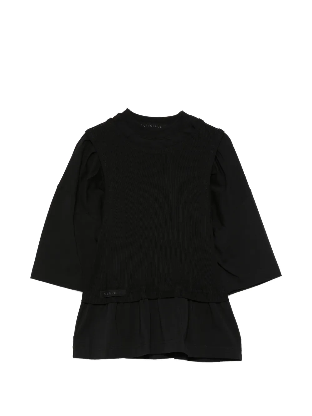 Alainpaul Crew-neck Peplum T-shirt In Black