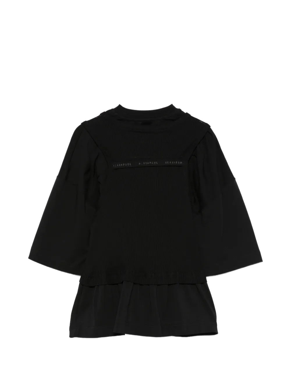 ALAINPAUL Peplum T-shirt met ronde hals Zwart