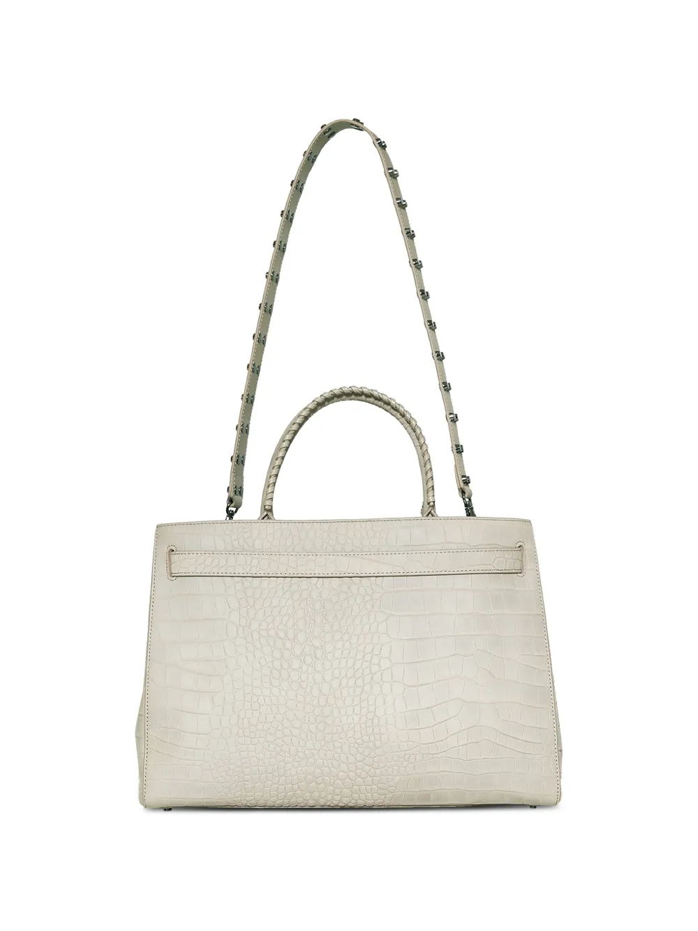 John Richmond Shopper met krokodillen-reliëf en studs Beige