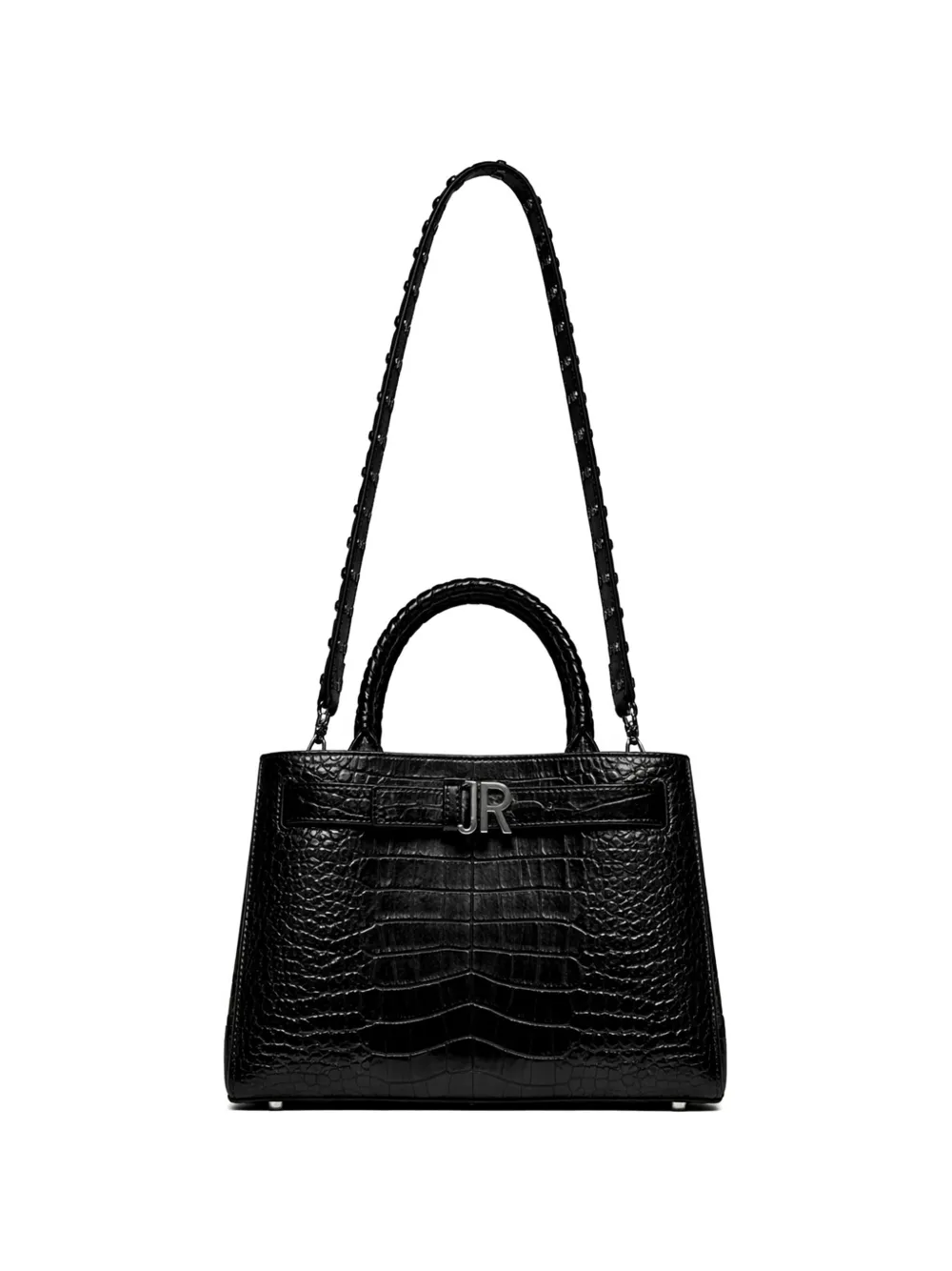 John Richmond croc-effect braided-handle tote bag - Schwarz