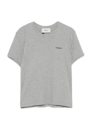 miumiu フード付きグレーショート丈Tシャツ MIU MIU (ミュウミュウ) 胸ロゴ プルオーバー クロップドパーカー