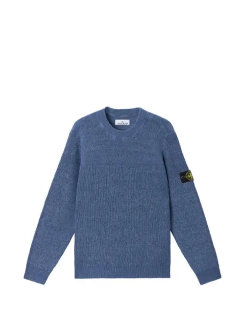 Stone Island logo-patch waffle-knit sweater