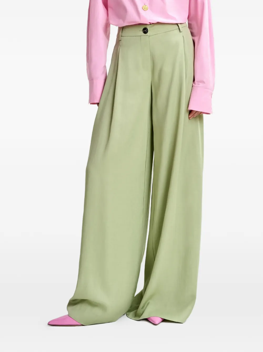 Essentiel Antwerp Justicia Wide-leg Trousers In Green