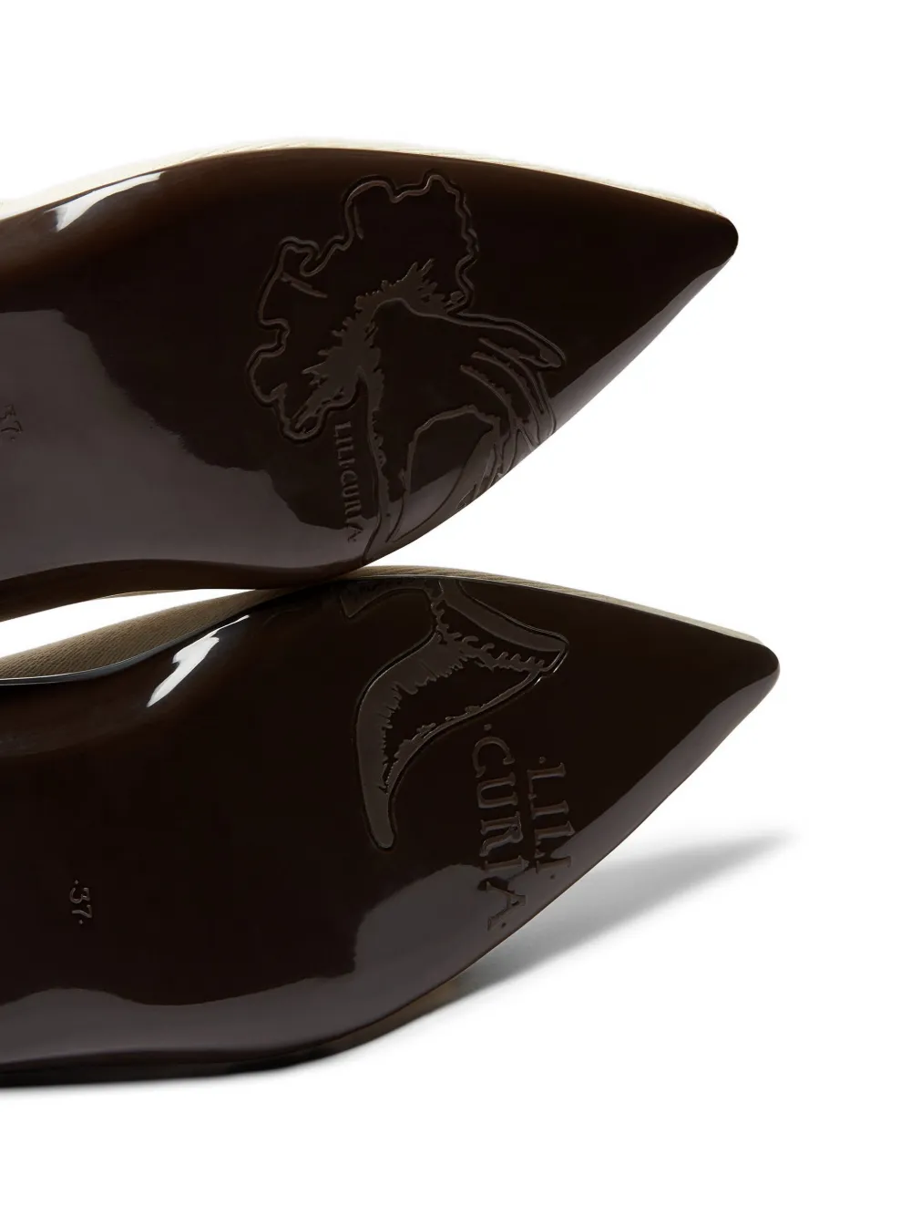 LILI CURIA Victoria muiltjes met kitten-hak en veters Beige