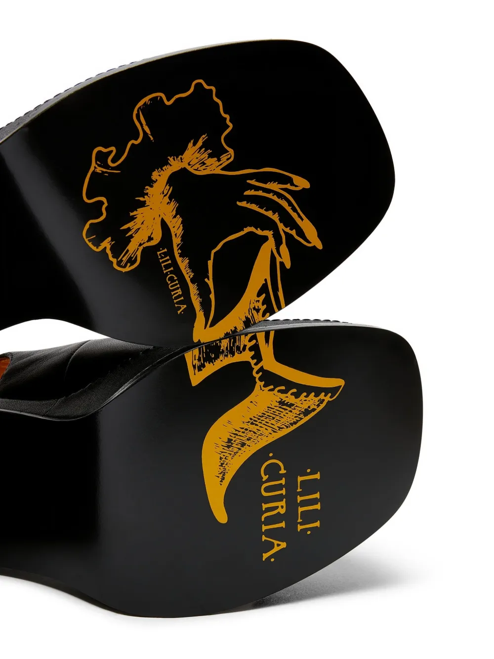 LILI CURIA Nico muiltjes met plateauzool Zwart