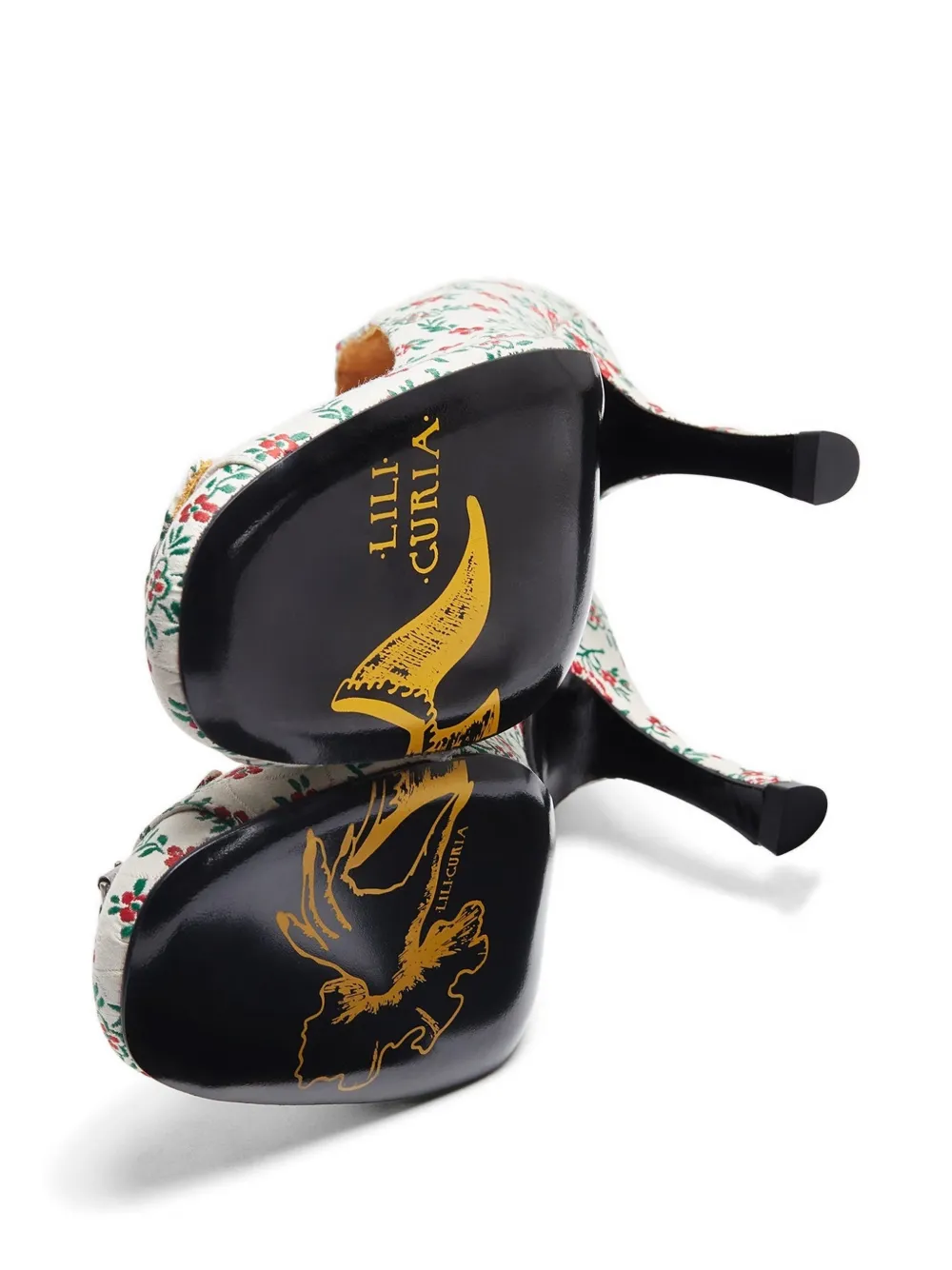LILI CURIA Babette pumps met bloemengesp Wit