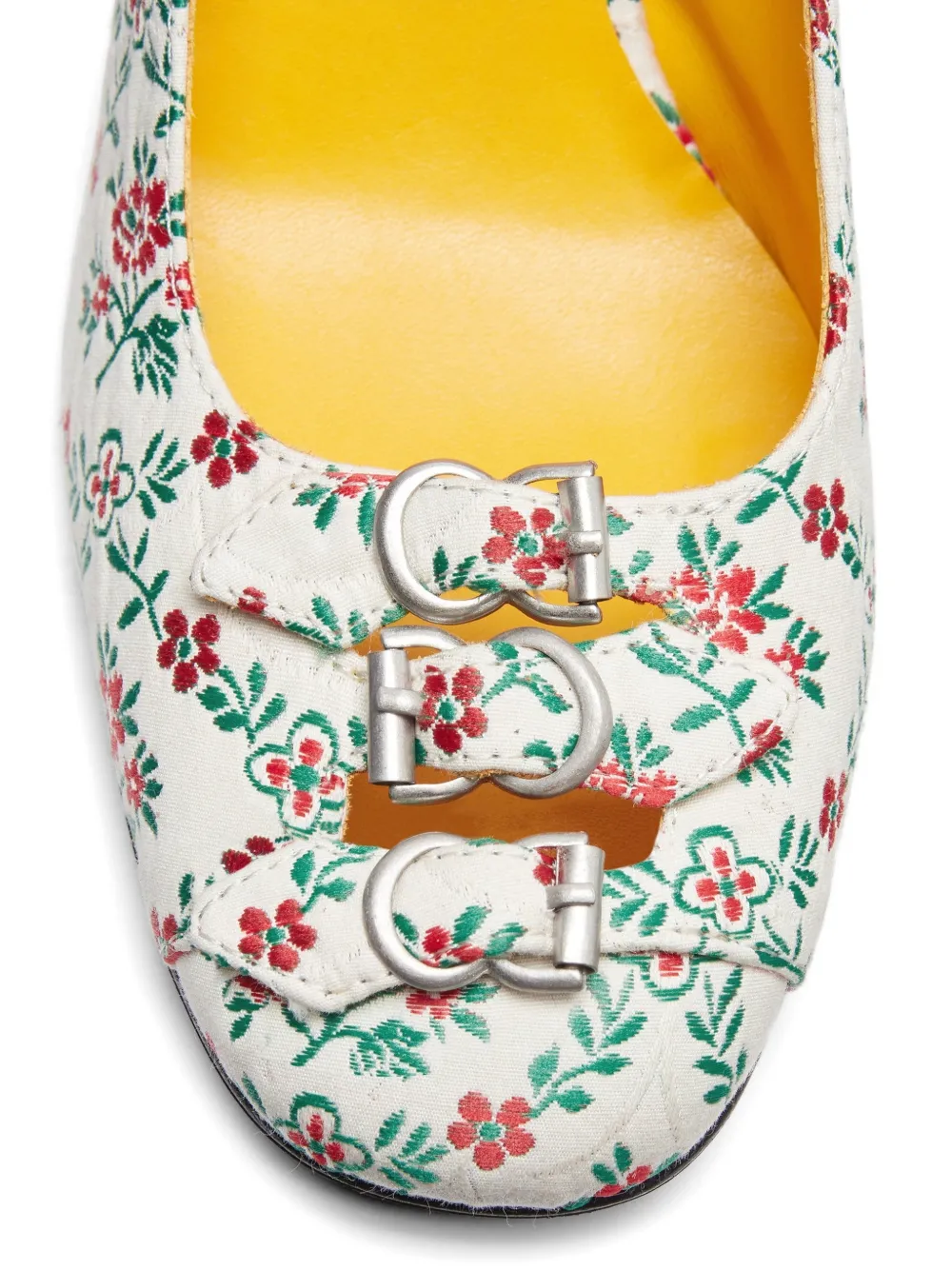 LILI CURIA Babette pumps met bloemengesp Wit