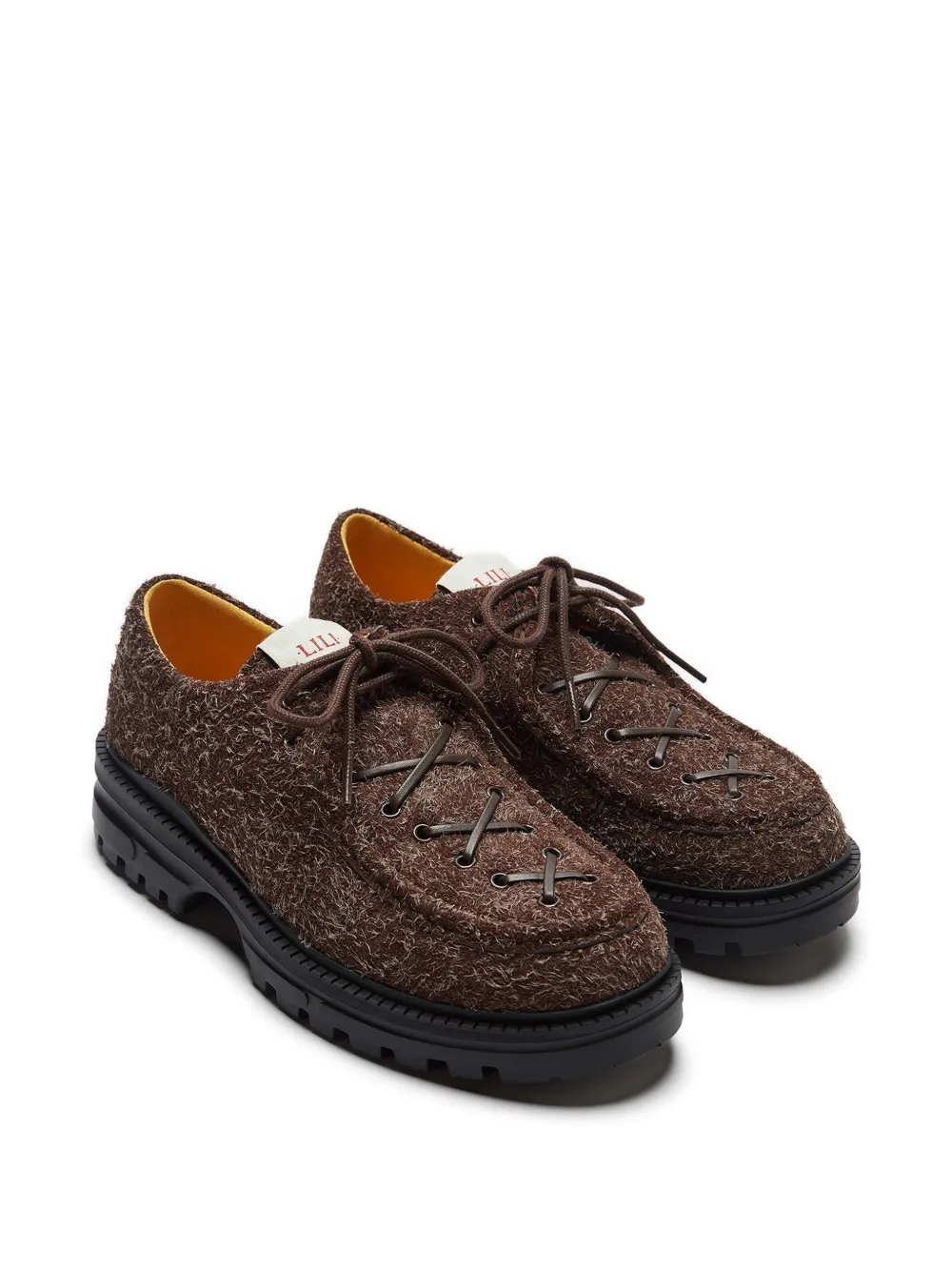LILI CURIA Eliot suède loafers met veters Bruin