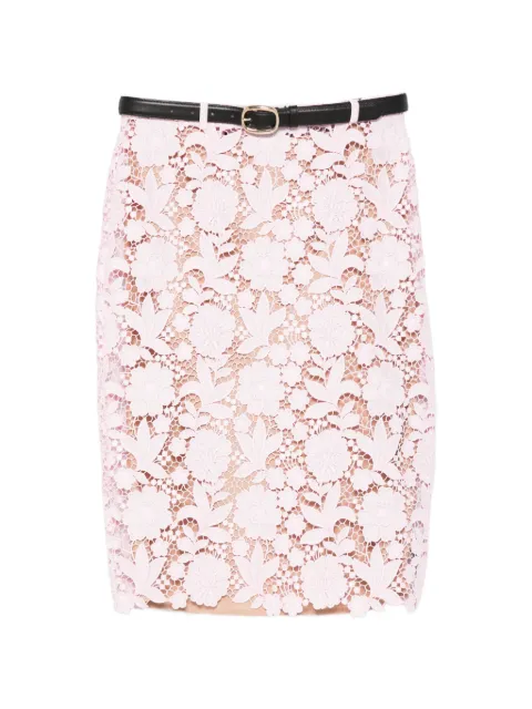 Self-Portrait floral-lace belted midi skirt