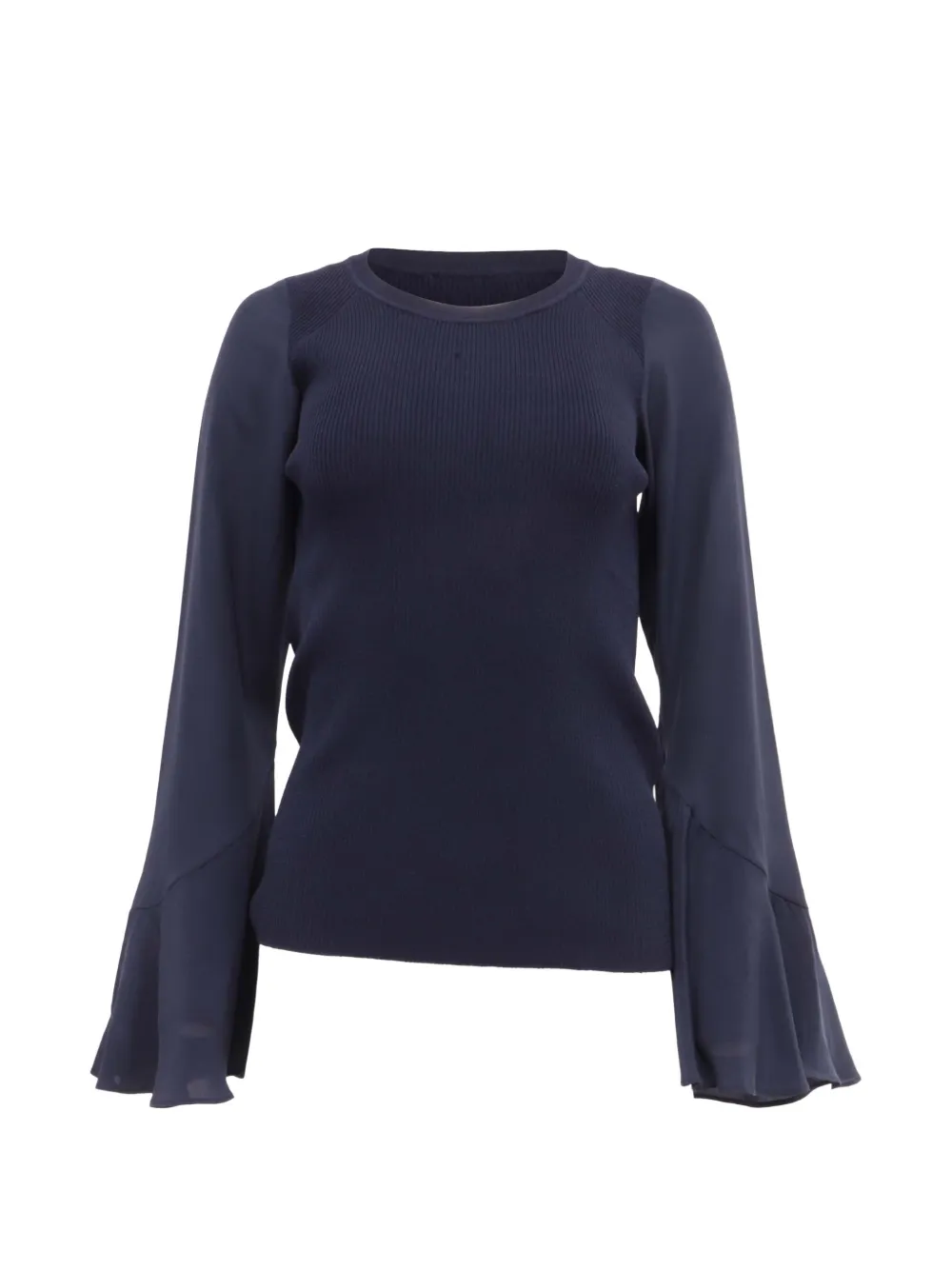 SANDRO ribbed bell-sleeved top - Blu