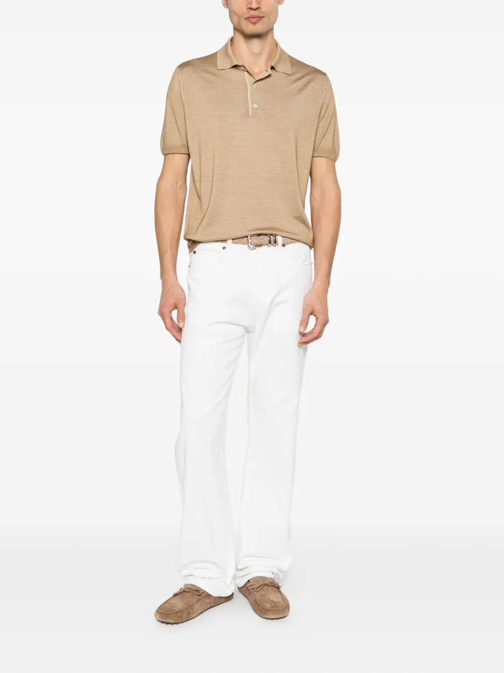 Canali button short-sleeve polo shirt - Marrone