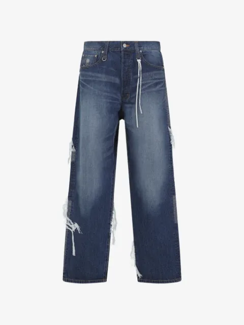 Mastermind World patchwork distressed jeans