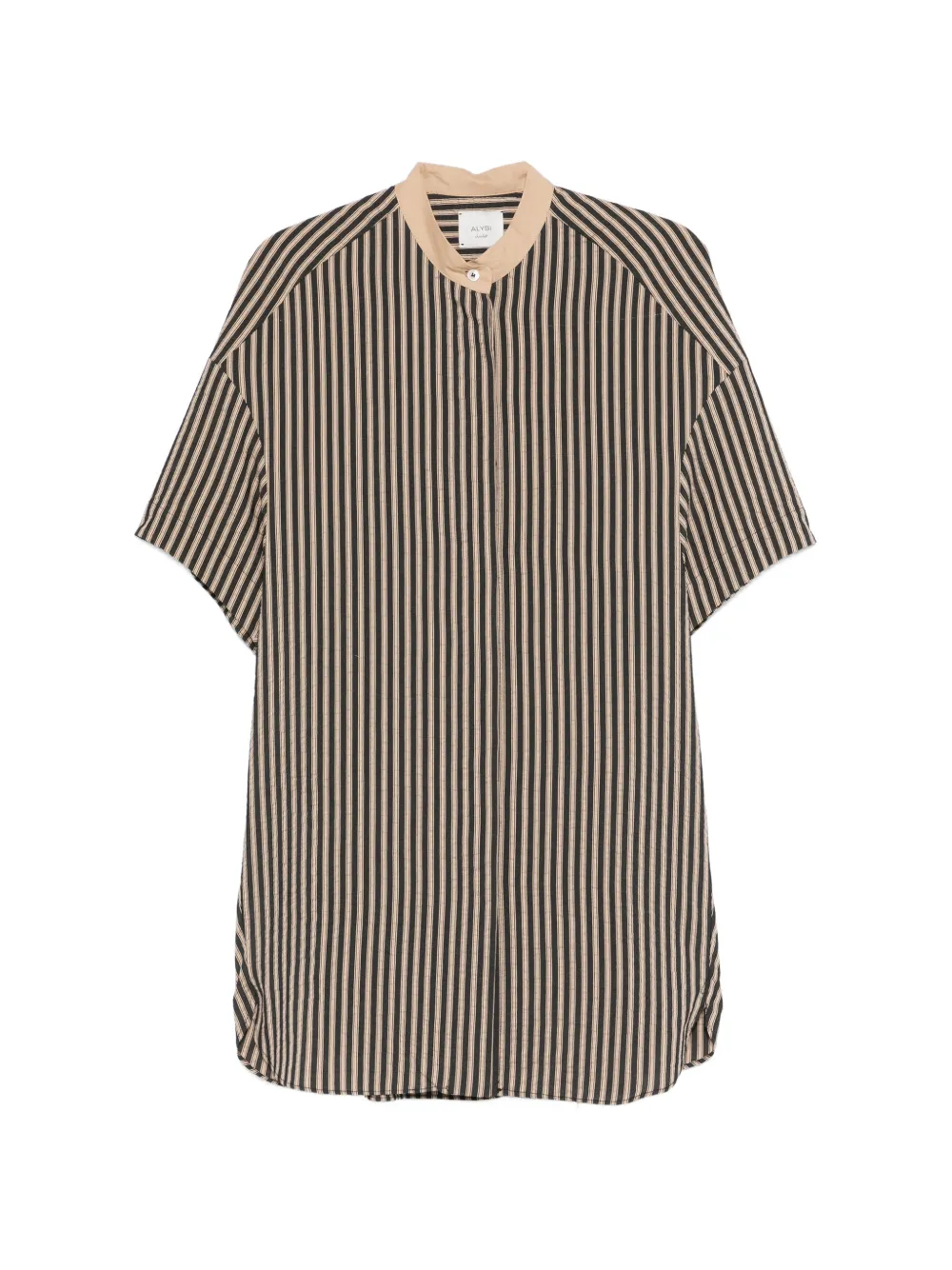 Alysi striped band-collar mini dress - Nero
