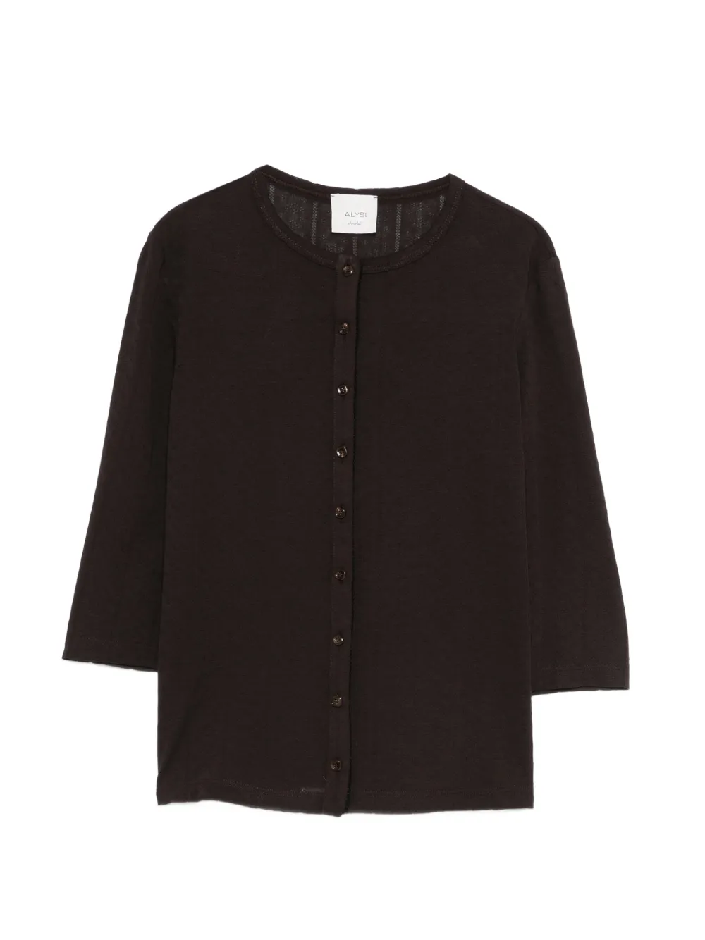 Alysi Crew-neck Cardigan In Brown