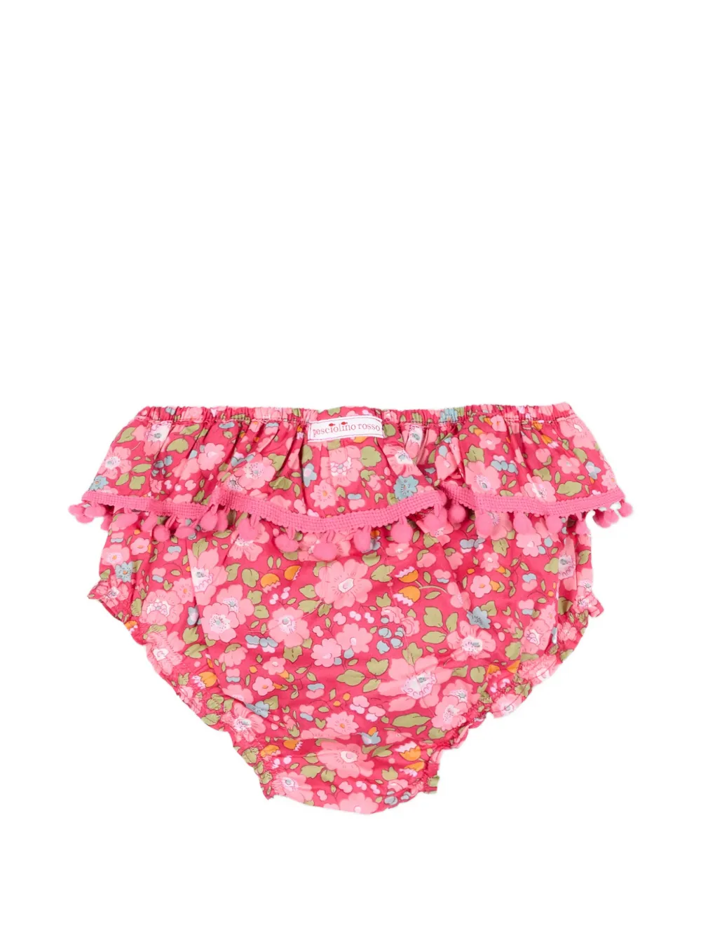 Pesciolino Rosso Kids Bikinislip met bloemenprint en ruches Roze