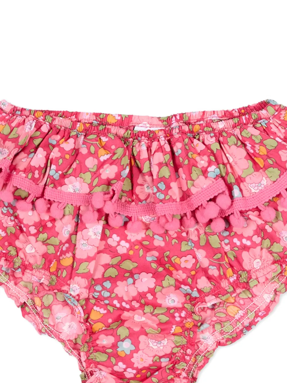 Pesciolino Rosso Kids Bikinislip met bloemenprint en ruches Roze