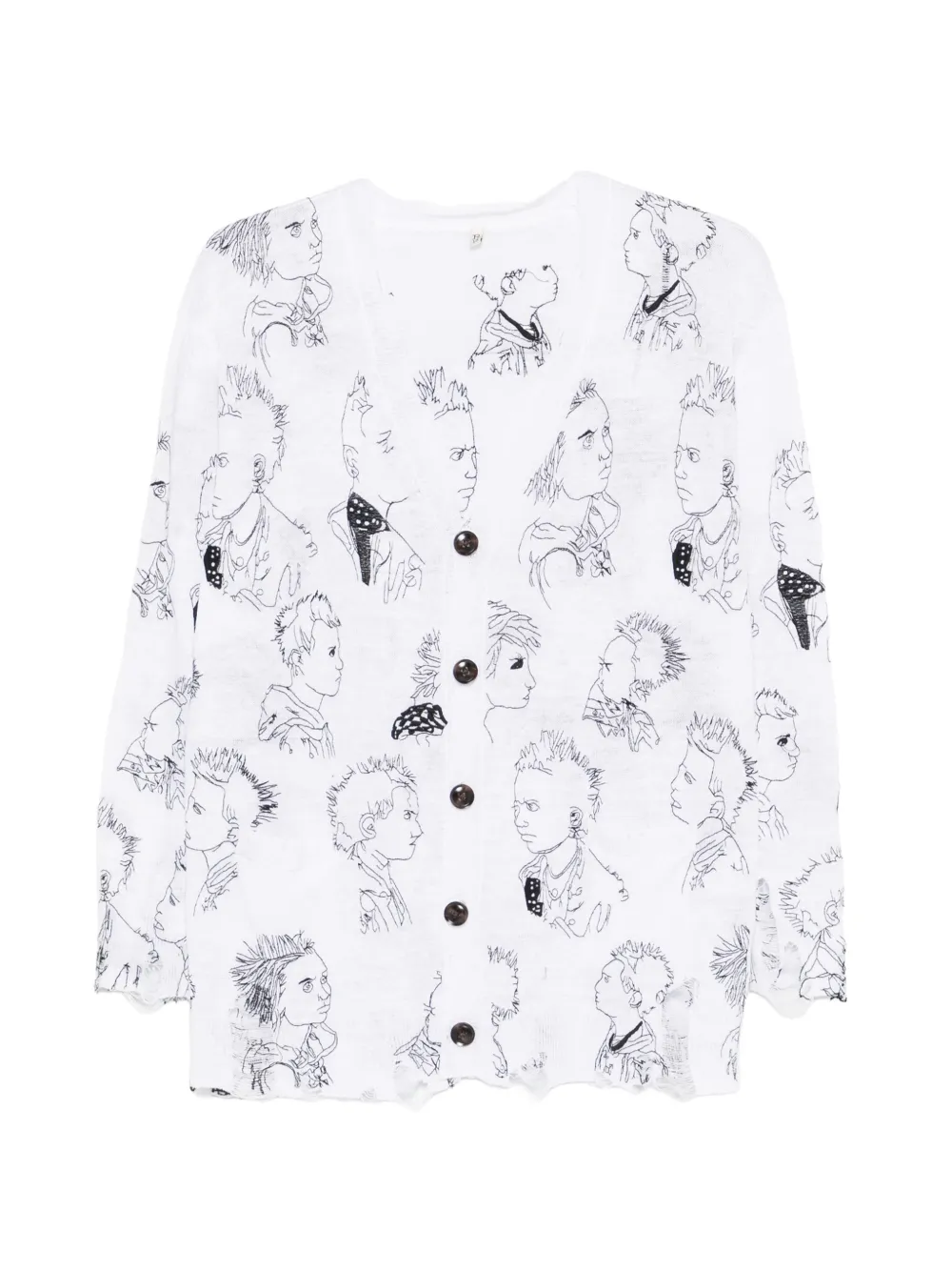 R13 button graphic cardigan - Bianco