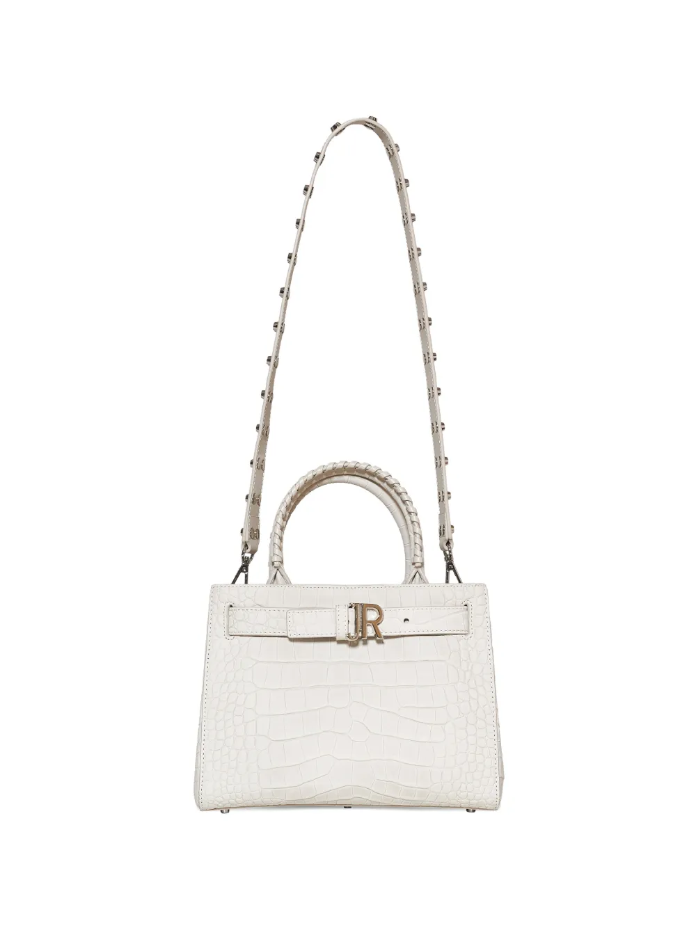 John Richmond croc-effect studded tote bag - Bianco