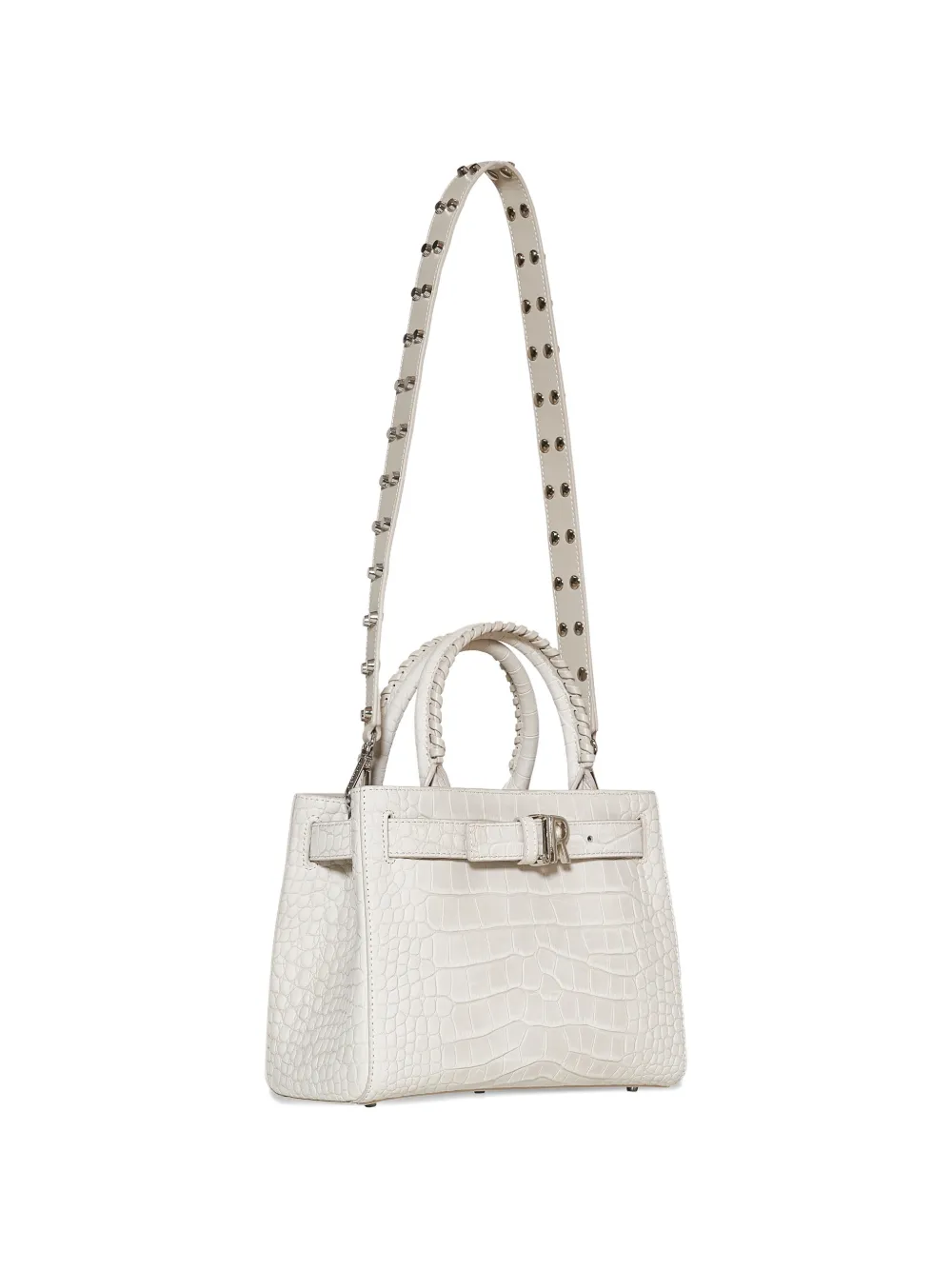 John Richmond Shopper met krokodillen-reliëf en studs Wit