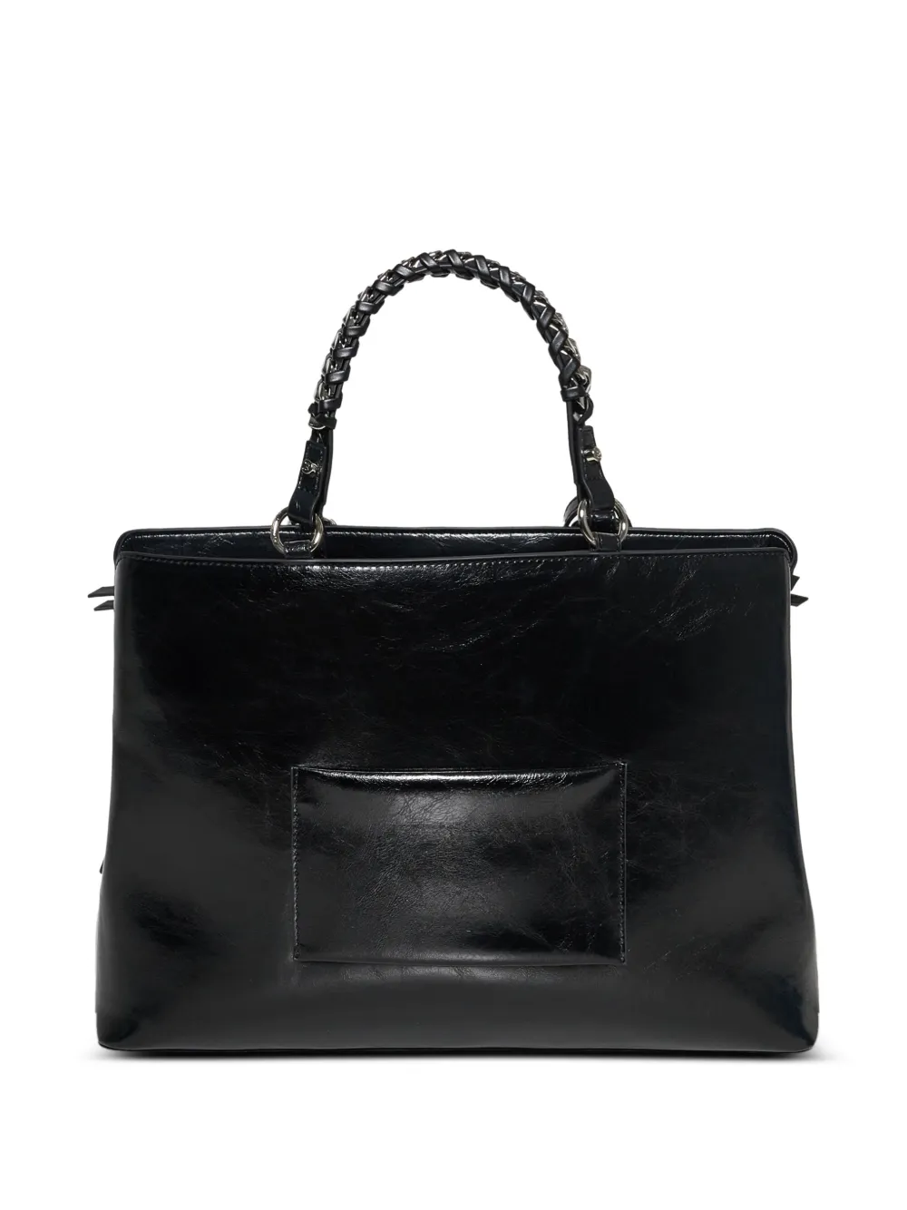 John Richmond Shopper met gevlochten handvat Zwart