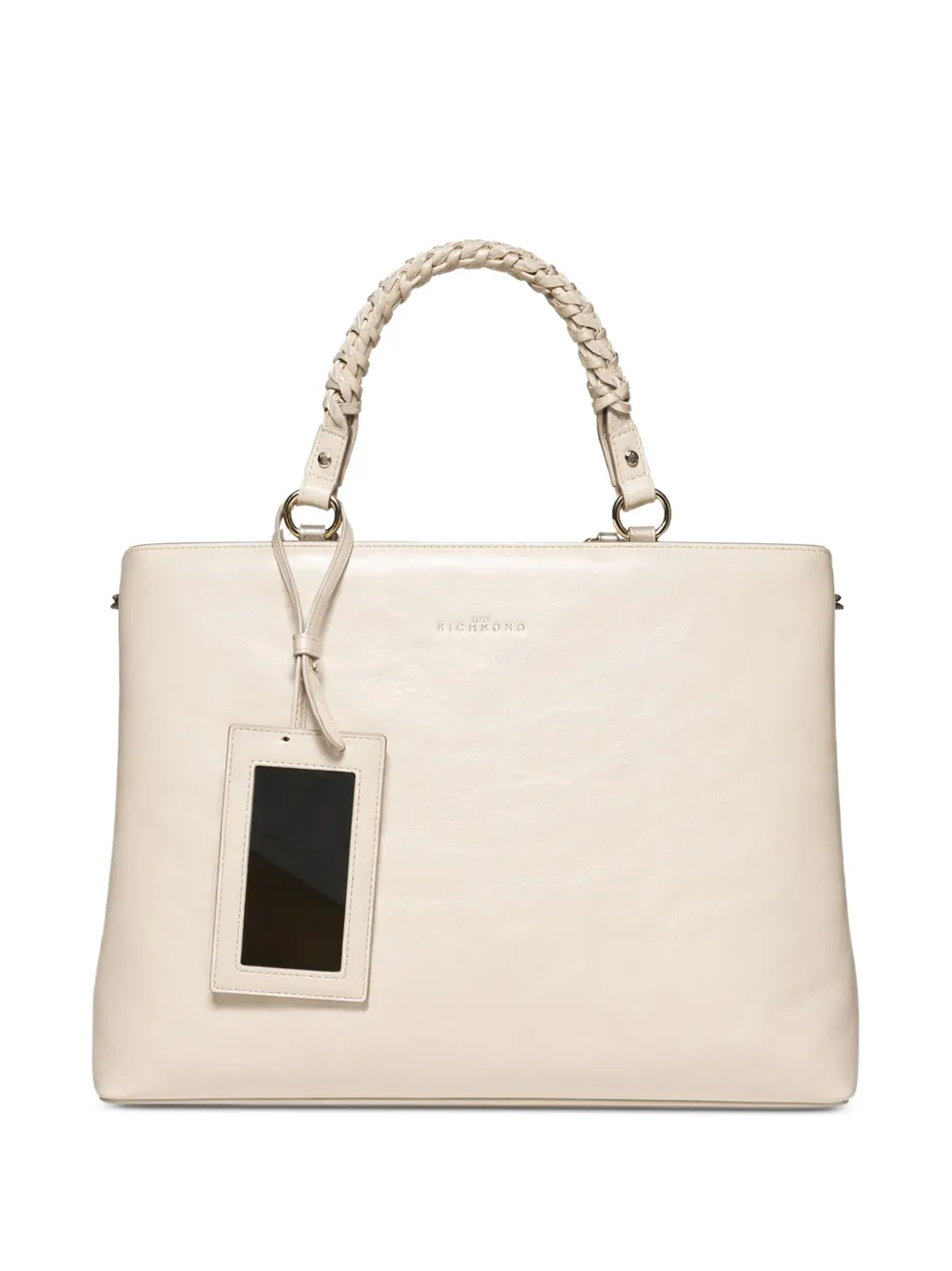 John Richmond braided-handle leather tote bag - Nude