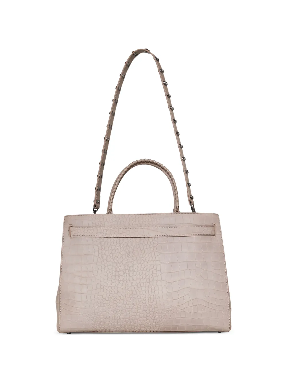 John Richmond Shopper met krokodillen-reliëf en studs Beige