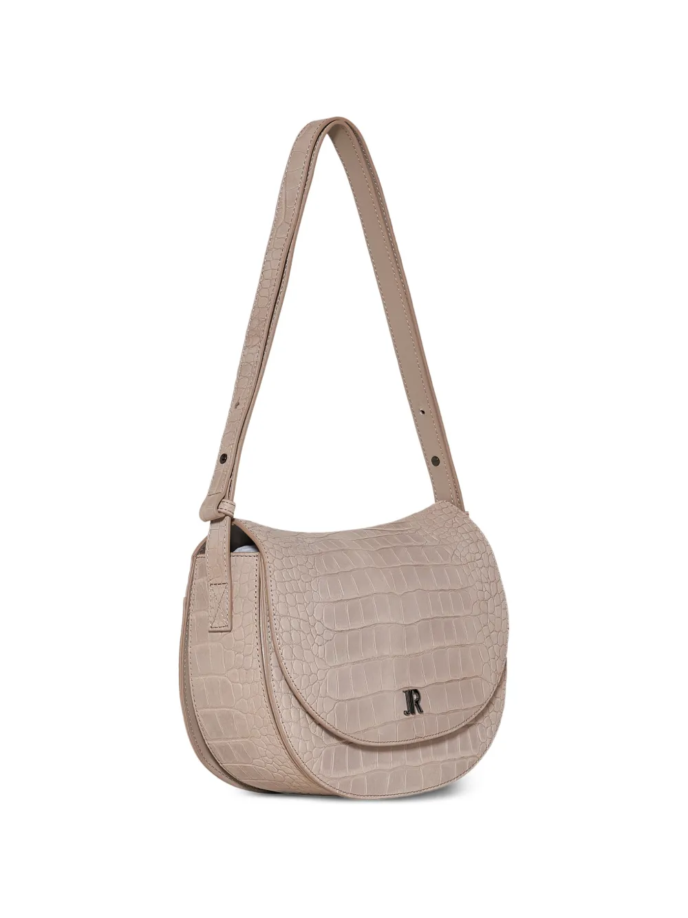 John Richmond Schoudertas met krokodillen-reliëf Beige