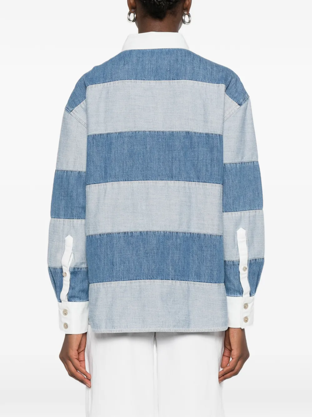 Closed Gestreepte polotop Blauw