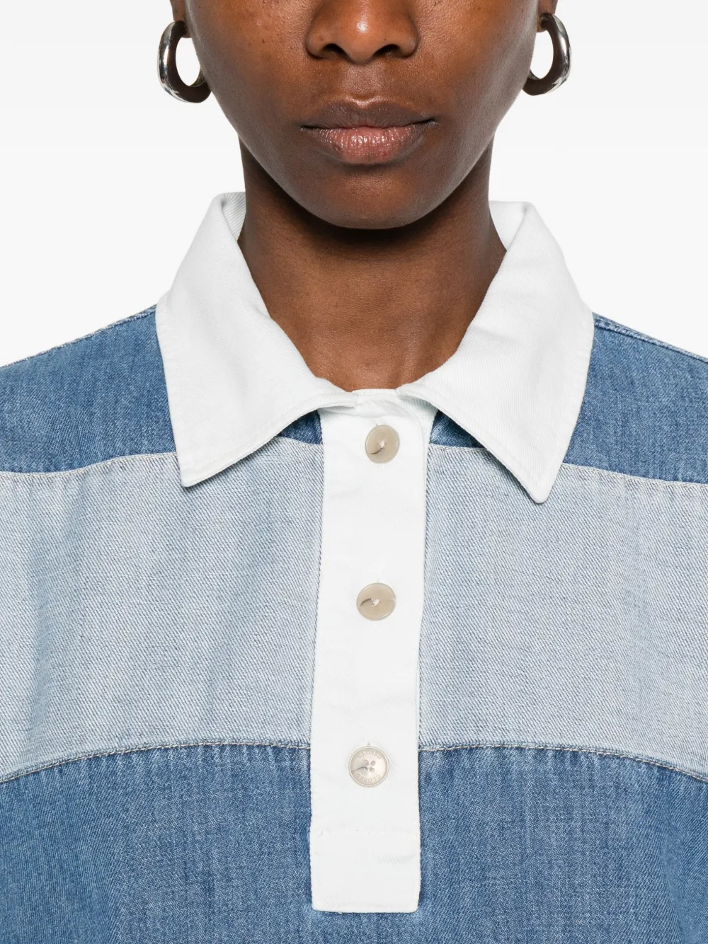 Closed Gestreepte polotop Blauw