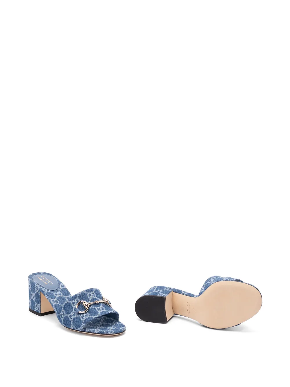 Gucci Horsebit sandalen met GG-patroon Blauw