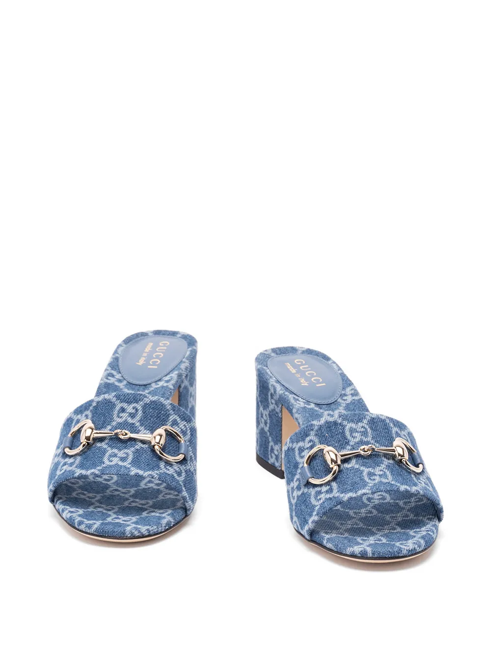  Gucci Horsebit Gg Patterned Sandals - Blue 