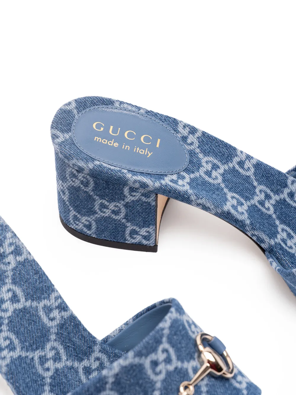 Gucci Horsebit sandalen met GG-patroon Blauw