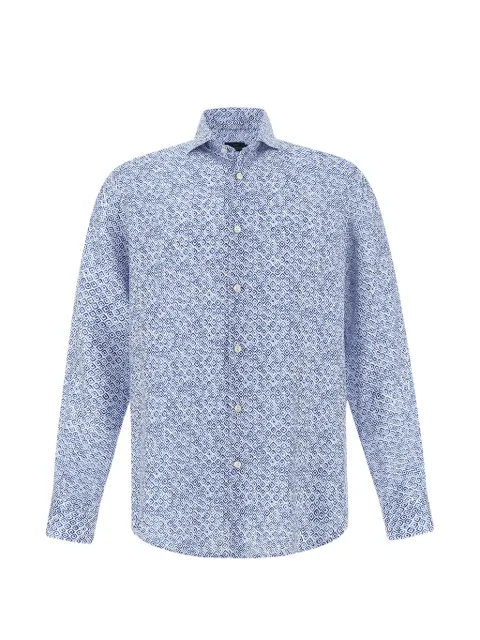 Paul & Shark geometric watercolour linen shirt