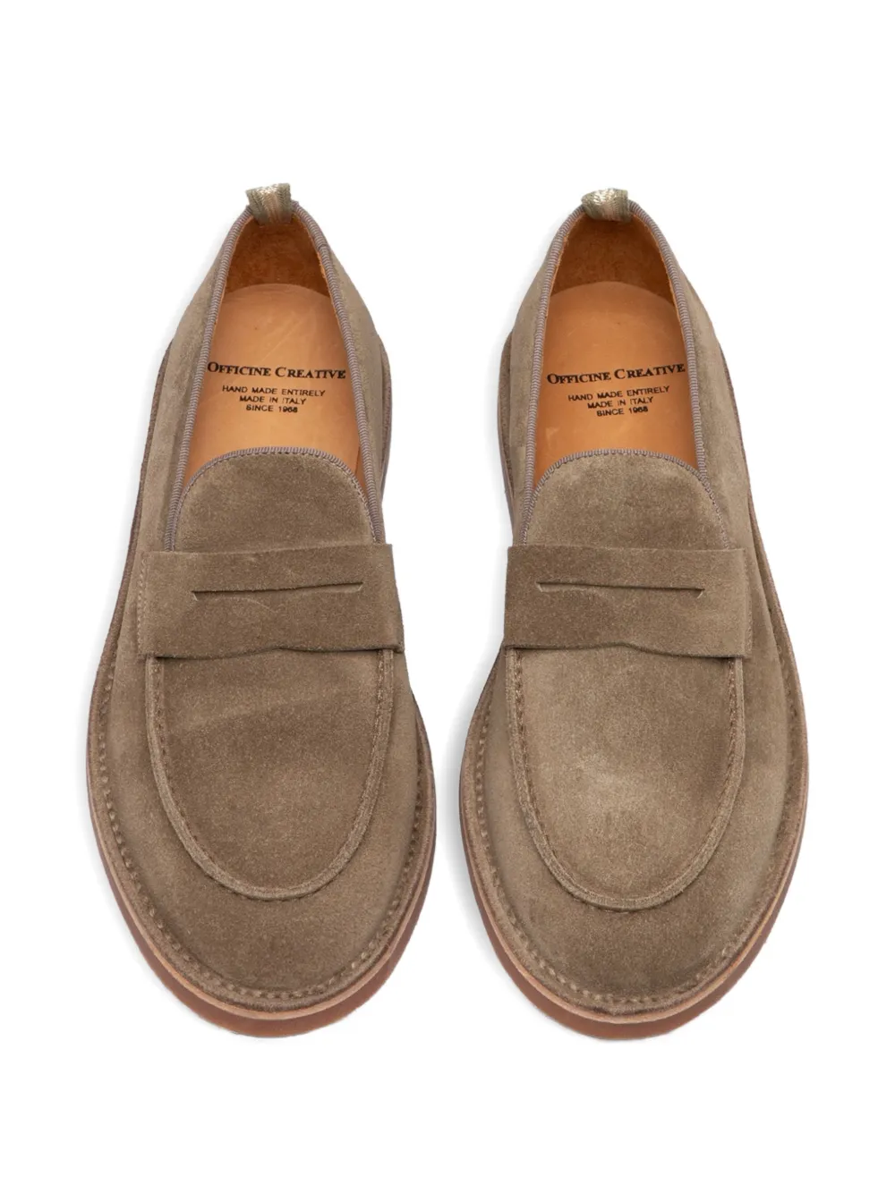 Officine Creative Kent leren loafers met vlakken Beige