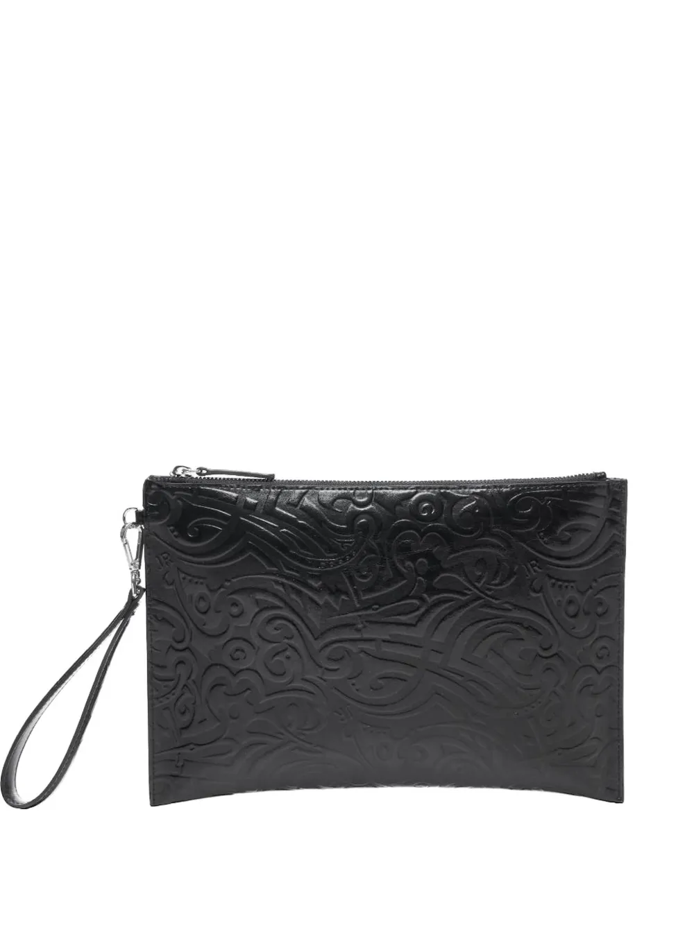John Richmond embossed-logo wristlet pouch - Nero