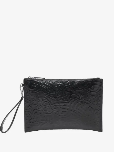 John Richmond embossed-logo wristlet pouch