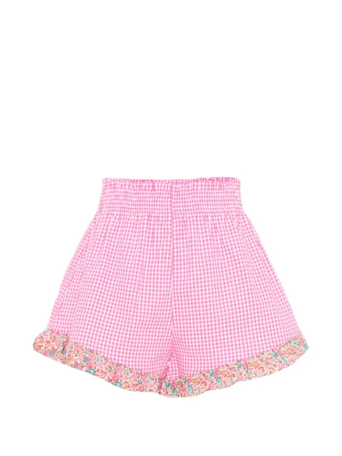 Pesciolino Rosso Kids shorts con ribete floral y motivo de cuadros gingham