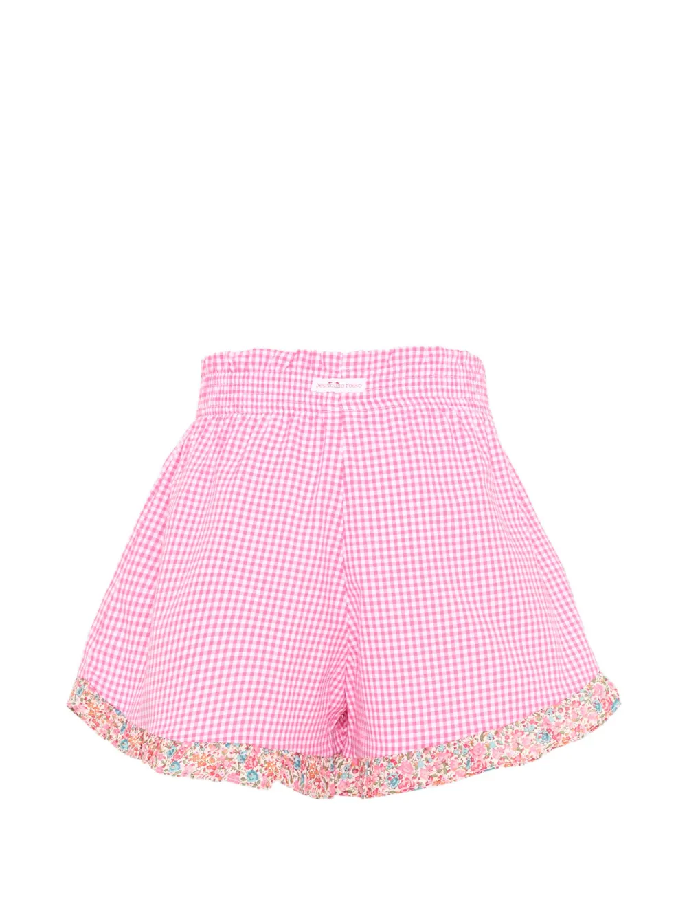 Gingham Floral-Trim Shorts