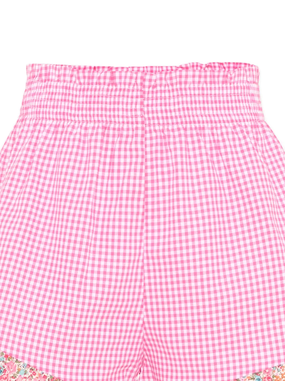 Gingham Floral-Trim Shorts