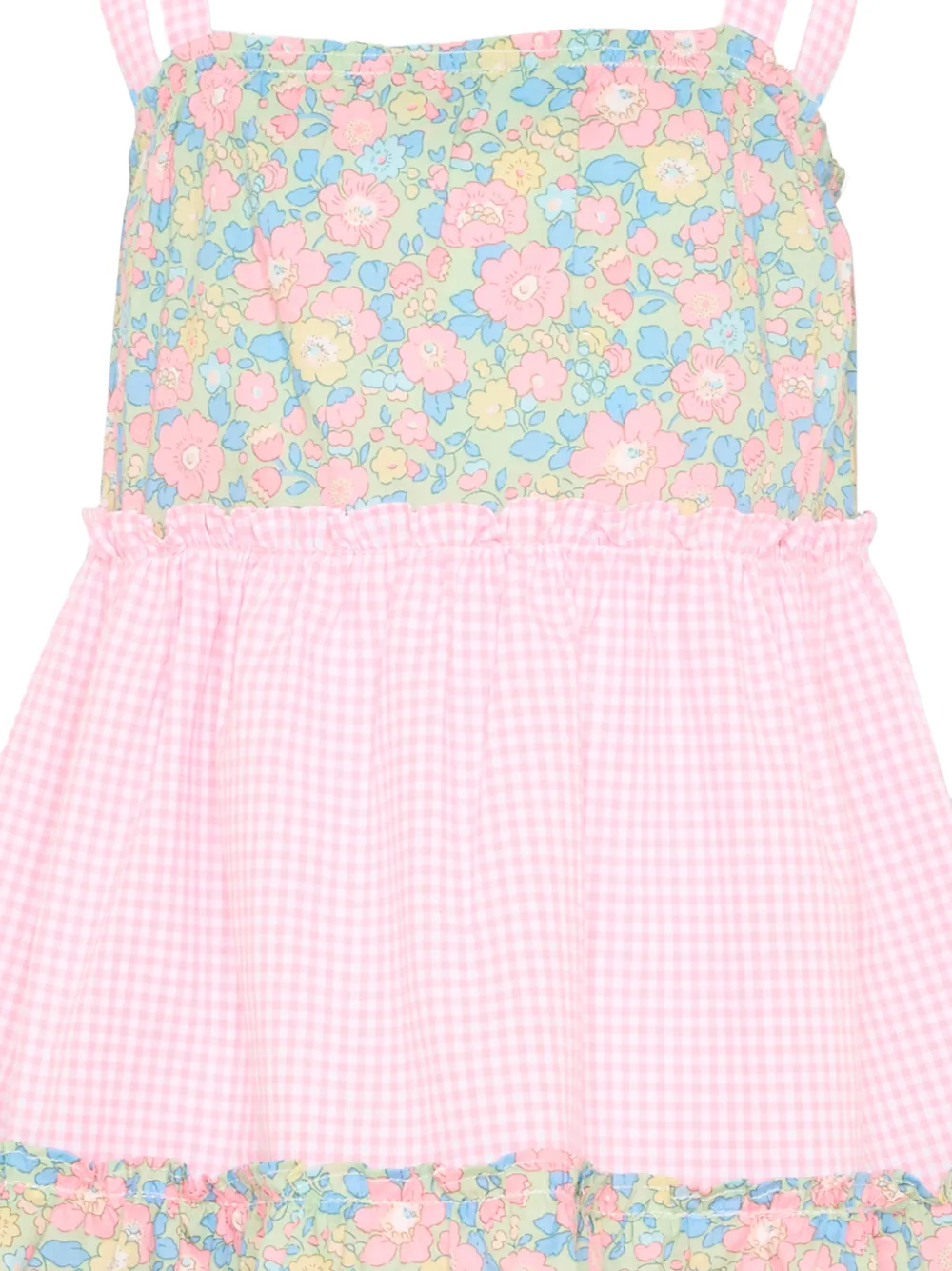 Floral-Print Gingham Dress