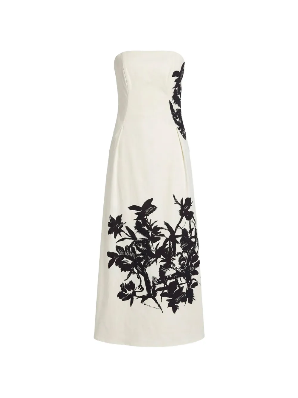 CRIDA floral-pattern strapless dress - Bianco
