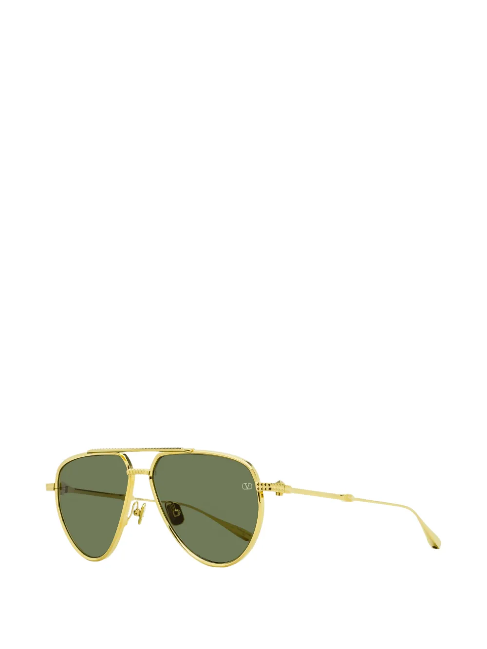  Valentino Garavani Eyewear V-stud Ii Double-bridge Pyramid-stud Sunglasses - Gold 