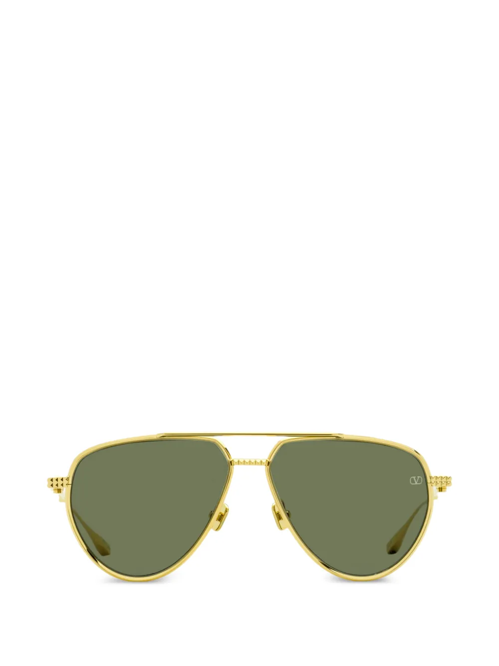 VALENTINO GARAVANI EYEWEAR V-Stud II double-bridge pyramid-stud sunglasses - Oro