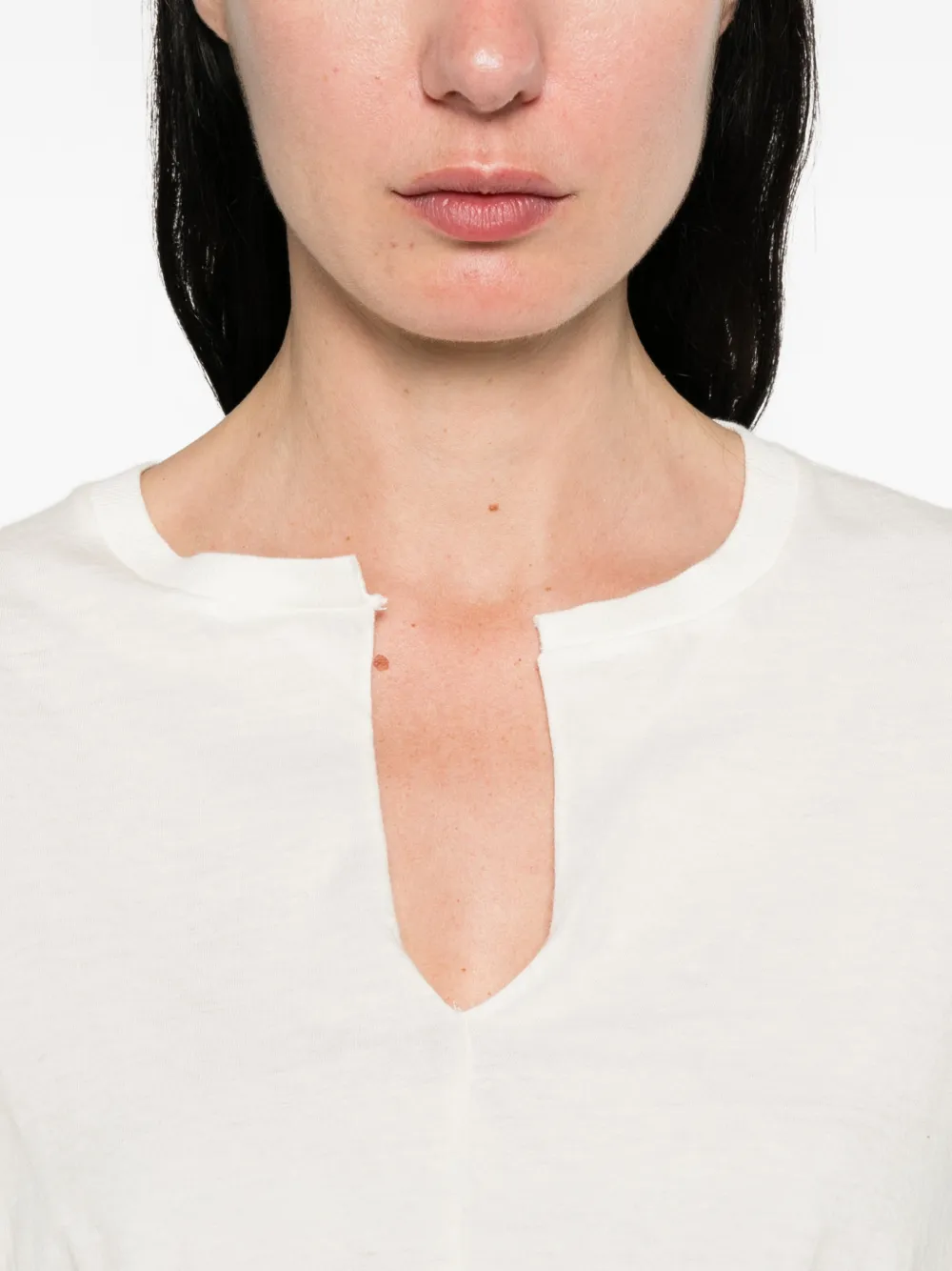 R13 Geknoopt T-shirt met V-hals Beige